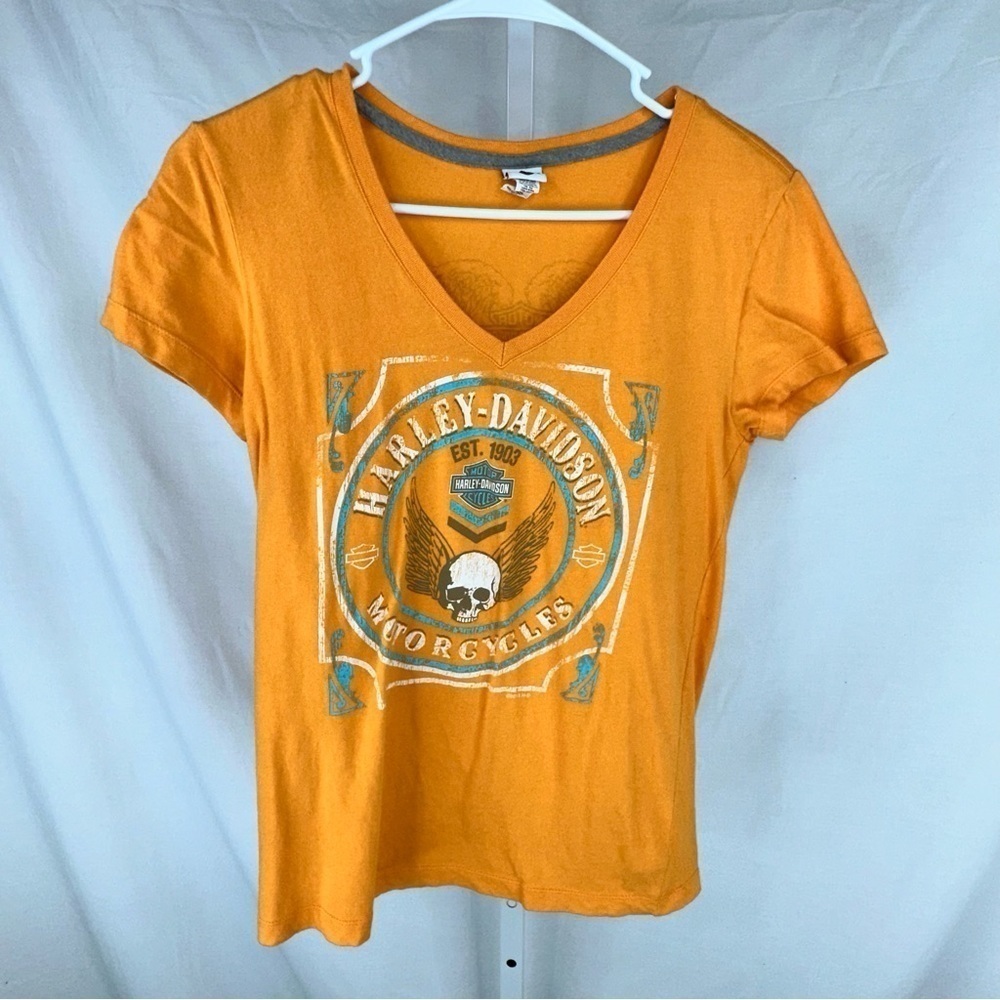 Harley Davidson Women’s Orange Rattlesnake Mountain T Shirt Size S
